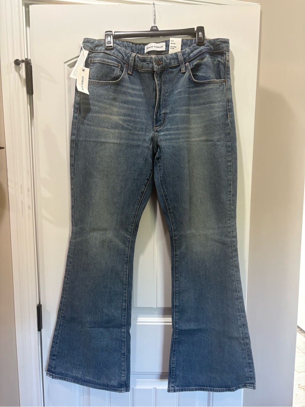 Denim Forum Women's Faded Blue Flare Jeans
